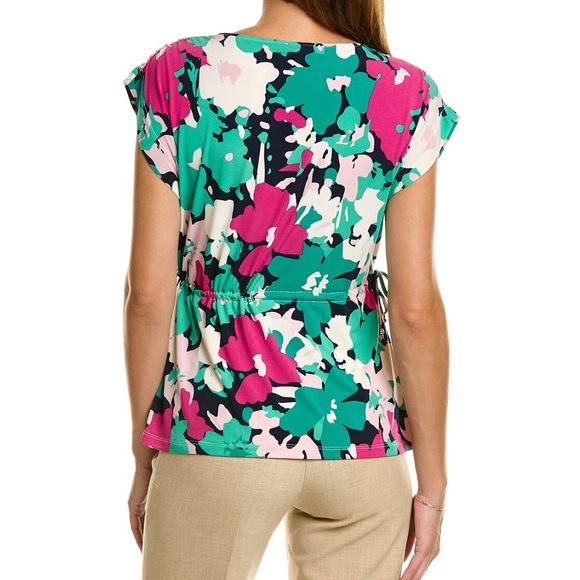 Ellen Tracy Floral Drawstring Top Size Medium NWT - Picture 2 of 11